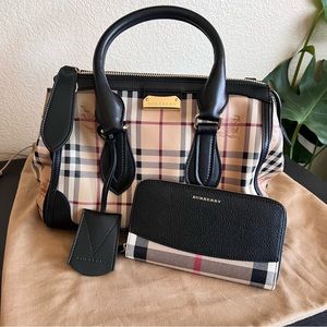 Burberry haymarket gladstone bag and wallet set
